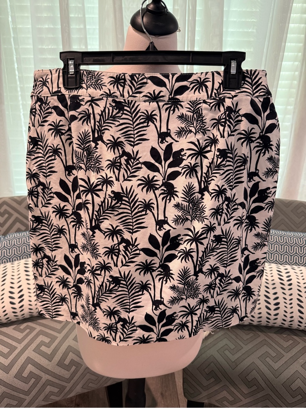 Talbots Black and White Tropical-Print Mini Skirt
